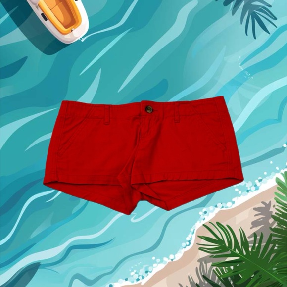 Set of 2 Pairs of Cute Hollister Summer Shorts in Blue and Red Girls Size 3 W 26 - Picture 3 of 3